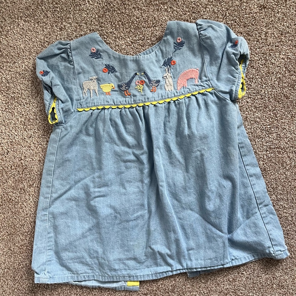 Baby Boden Top Tunic with Embroidered Animals